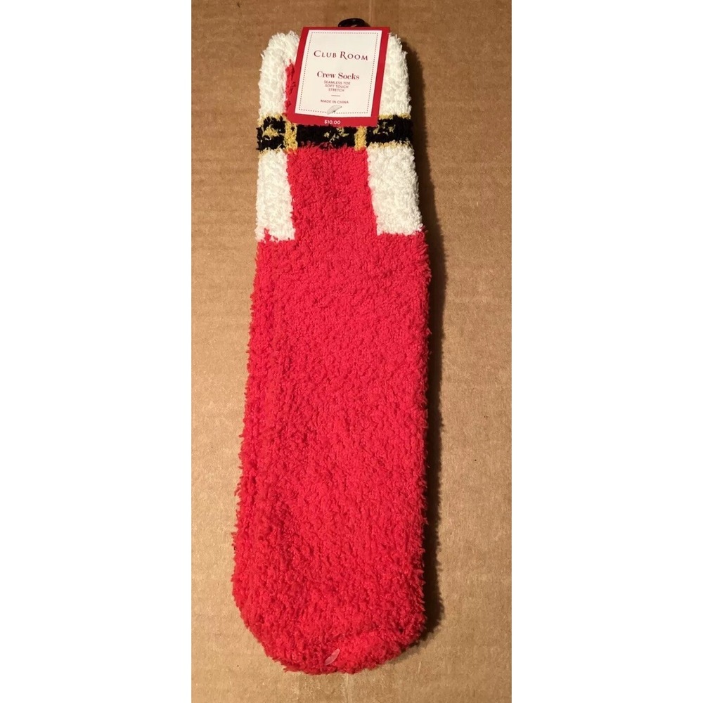 Club Room Crew Socks Santa Print Holiday Novelty Non Slip Men's OSFM